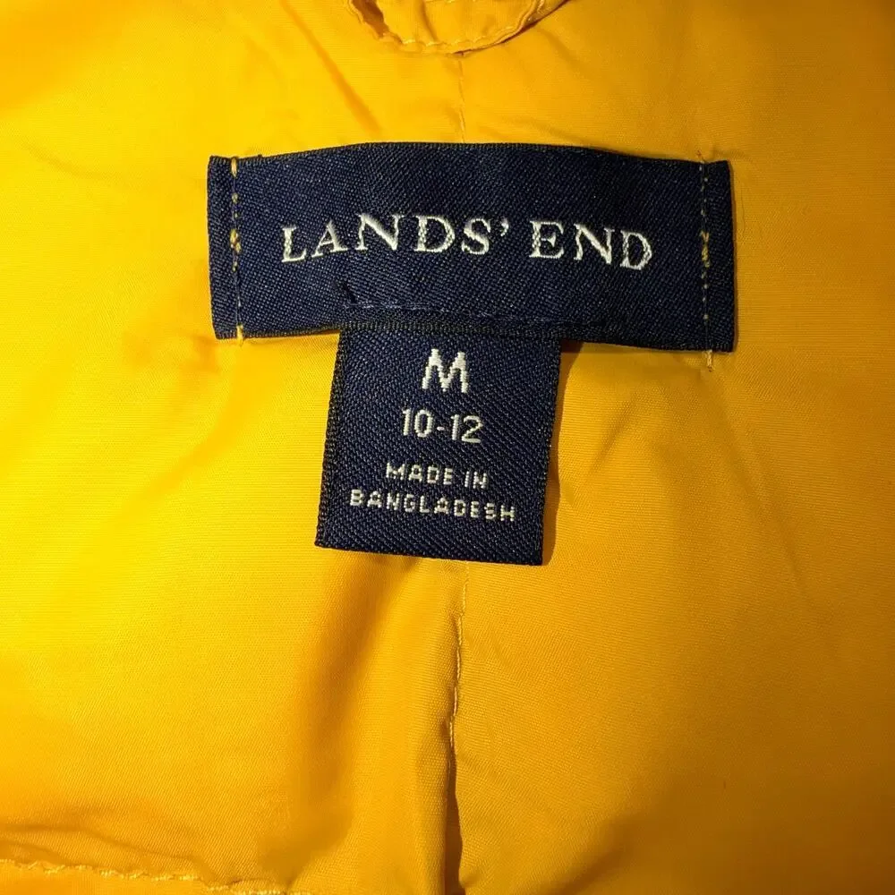 Lands End Unisex Kids Puffer Vest Tie Dye Snap Button Close Orange Blue Medium